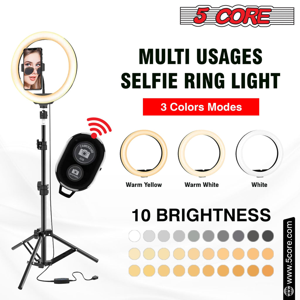 5 Core 12" Selfie LED Circle Light with 67" Adjustable Tripod Stand &