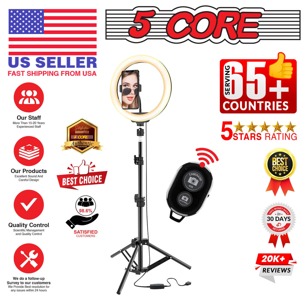 5 Core 12" Selfie LED Circle Light with 67" Adjustable Tripod Stand &